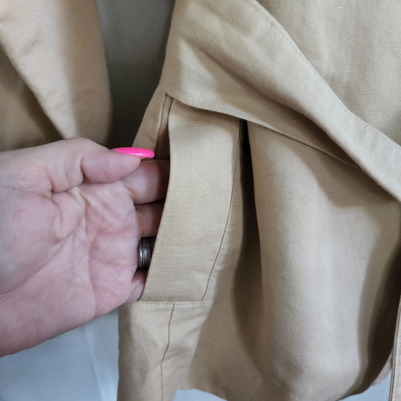 Frame Linen Blend Tan Belted Jacket, Sz XS - Picture 2 of 13